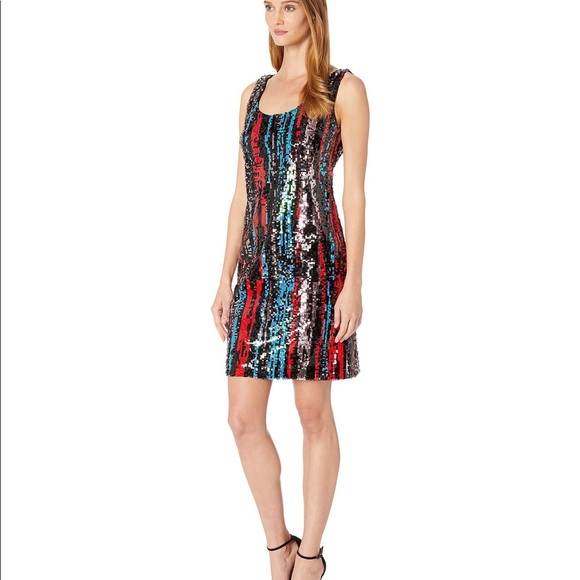 Calvin Klein Rainbow Sequin Sheath Dress - Picture 1 of 6